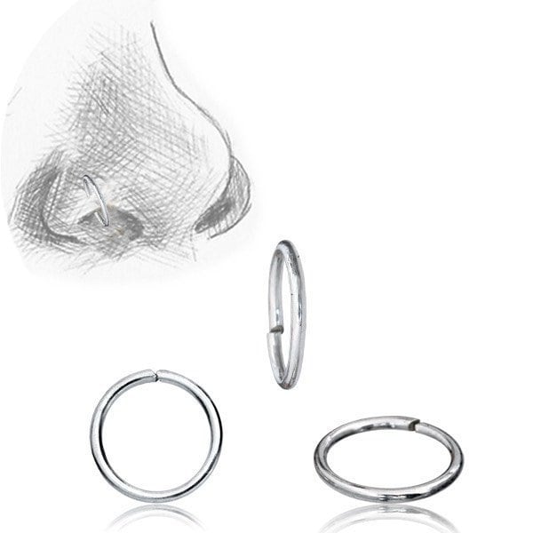 Piercing nez discret en argent - Anneau fin - Piercing septum argent Minimaliste - Piercing conch anneau - Piercing nez anneau