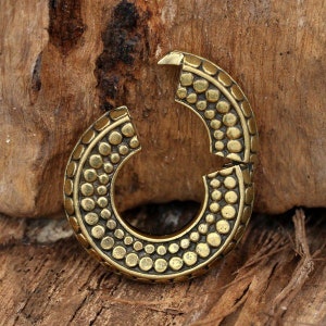 Hinged Hoop Ear Weights in Gold for Stretched Ears Rounded Expander Flesh Tunnels Gauged Earrings Tribal Body Jewelry image 3