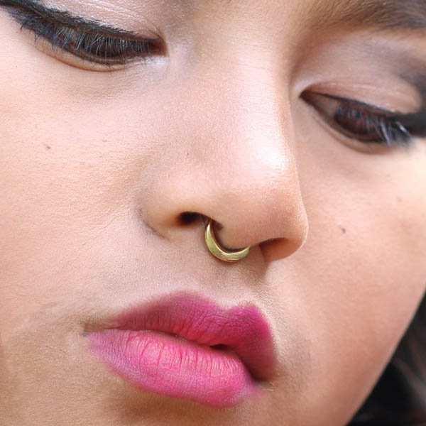 Eenvoudig massief gouden septum, discrete neusring piercing, Helix piercing, Septum, zilveren septum piercing, oor piercing, Daith piercing