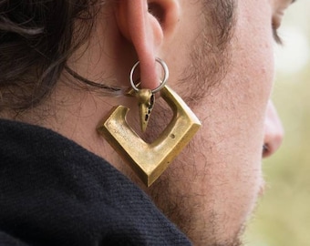 Gold Ear Weights - Edgy Earrings - Ear Hangers - Minimalist - Ear Weights - Body Mod - Stretched Ears - 2ga - 6mm