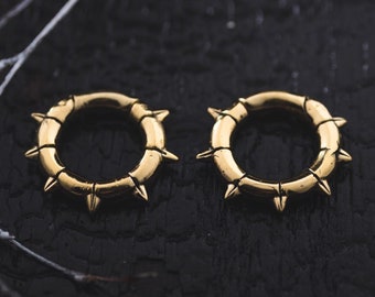 Hoop ear weights - 5mm ear weights - Gold Ear Weights - Goth Punk Earrings - Ear Weights - Tunnel Hoops - Punk Rock Jewelry