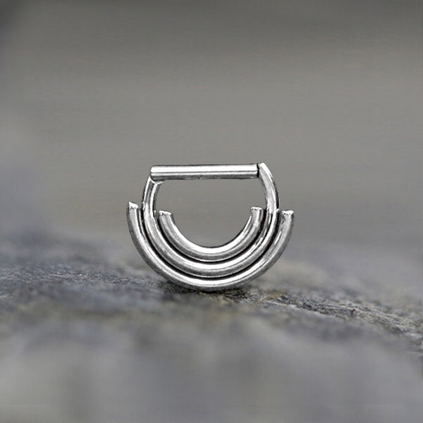 Anneau de Septum Argent 8mm Triple Empilé en Acier Chirurgical Premium - Hypoallergénique et Léger - Bijou de Piercing Élégant et Moderne