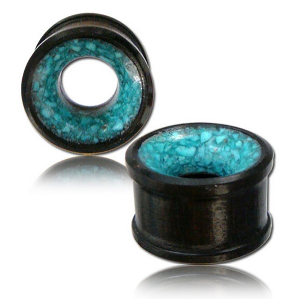 Ecarteur bois Pierre semi-précieuse Turquoise - Tunnel plugs Organic - Ecarteur oreille homme - Ecarteur 10mm - Bijoux Pour Oreille Dilaté