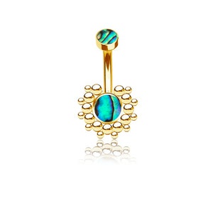 Solis Navel Piercing Geometric Golden Design Boho Shine with Abalone Shell image 2