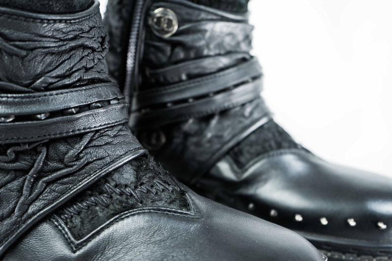 Studded Platform Combat Boots Mens Womens Winter Motorcycle Etsy