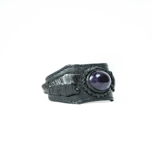 Statement bangle - Leather bracelet mens - Snake bangle - Gemstones - Dragon bracelet - Gothic bracelet - Alternative style