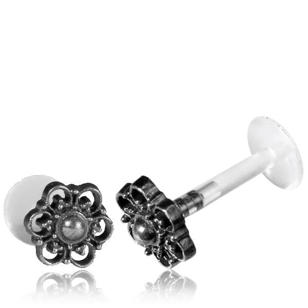 Tragus stud mandala fleur de lotus piercing en laiton ou argent 925, Tribal, Lobe, conque, Piercing Helix