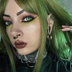 Biomechanical Brass Hoop Earrings – Alien Xenomorph, HR Giger, Futuristic Jewelry