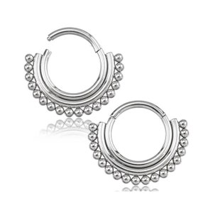 Nose Piercing Surgical steel Septum Clicker 16g - 8mm Cute Silver Hinged Septum Ring - Rook Daith Helix Cartilage Piercing Jewelry