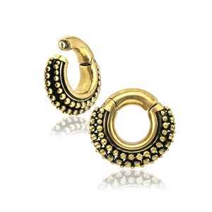 Tribal Gold ear weights - Ear Hangers - Tunnel Hoops - Stretched Ear Hoops - Ear Stretchers - Stretched Lobes - 6mm - 2ga