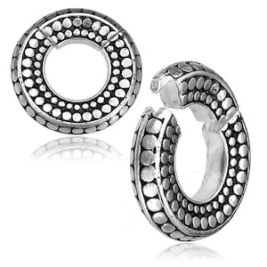 12mm Tribal Zilveren Oorgewichten - Zware Rekbare Hoepel - Etnische Sieraden