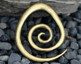 Brass Spiral heavy ear weight 8mm brass ear spiral, stretched lobe jewelry, heavy ear expanders, weight 42grams