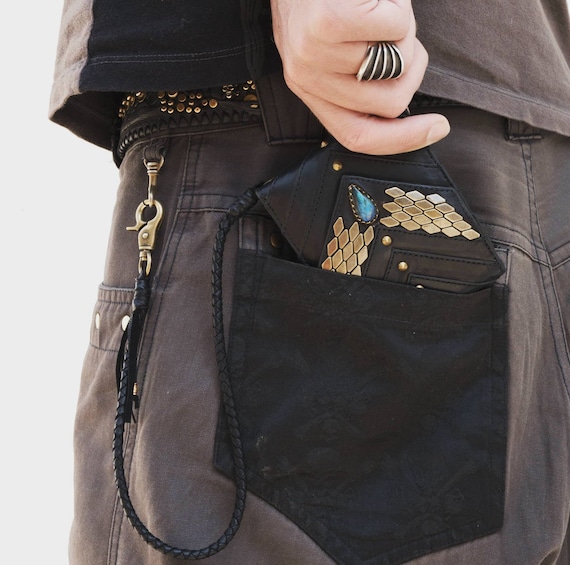Portefeuille homme cuir véritable original avec chaine, portefeuille design stylé, portefeuille artisanal homme luxe