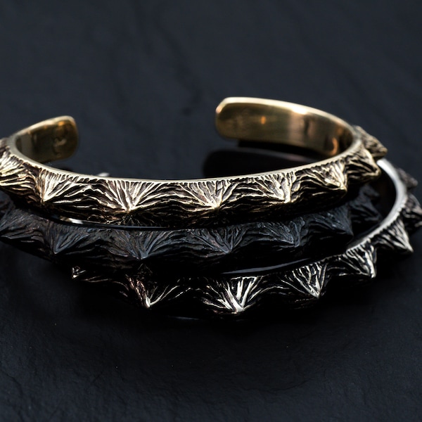 Bracelet Or Noir Rhodium - Bracelet serpent - Bracelet dragon - Homme reptile - Bracelet croco - Punk style rock bracelets