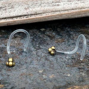 Small Silver Corkscrew Nose Ring Stud - Cute 20 Gauge Flower Nostril Piercing - Indian Double Nose Piercing