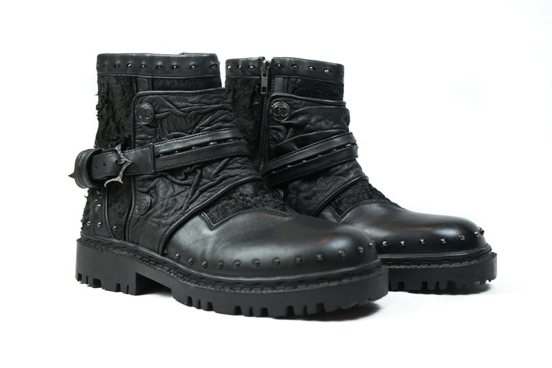 Studded Platform Combat Boots Mens Womens Winter Motorcycle Etsy