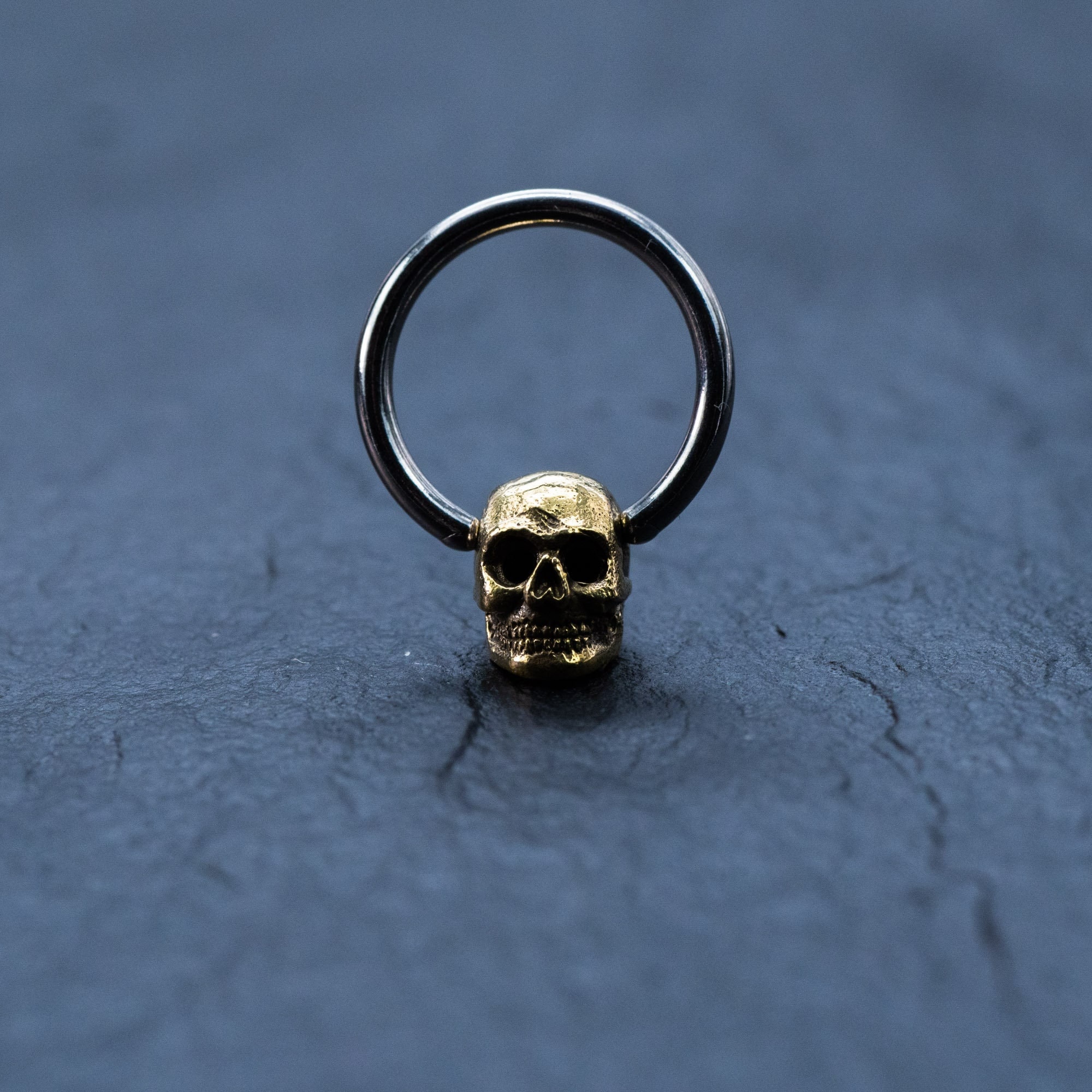 Gold Skull Earrings - Punk Goth Hoop Earrings With Charm - Nipple