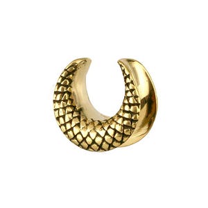 Brass Horseshoe Ear Weight - Snake Scale Tribal 12mm 14mm 16mm
