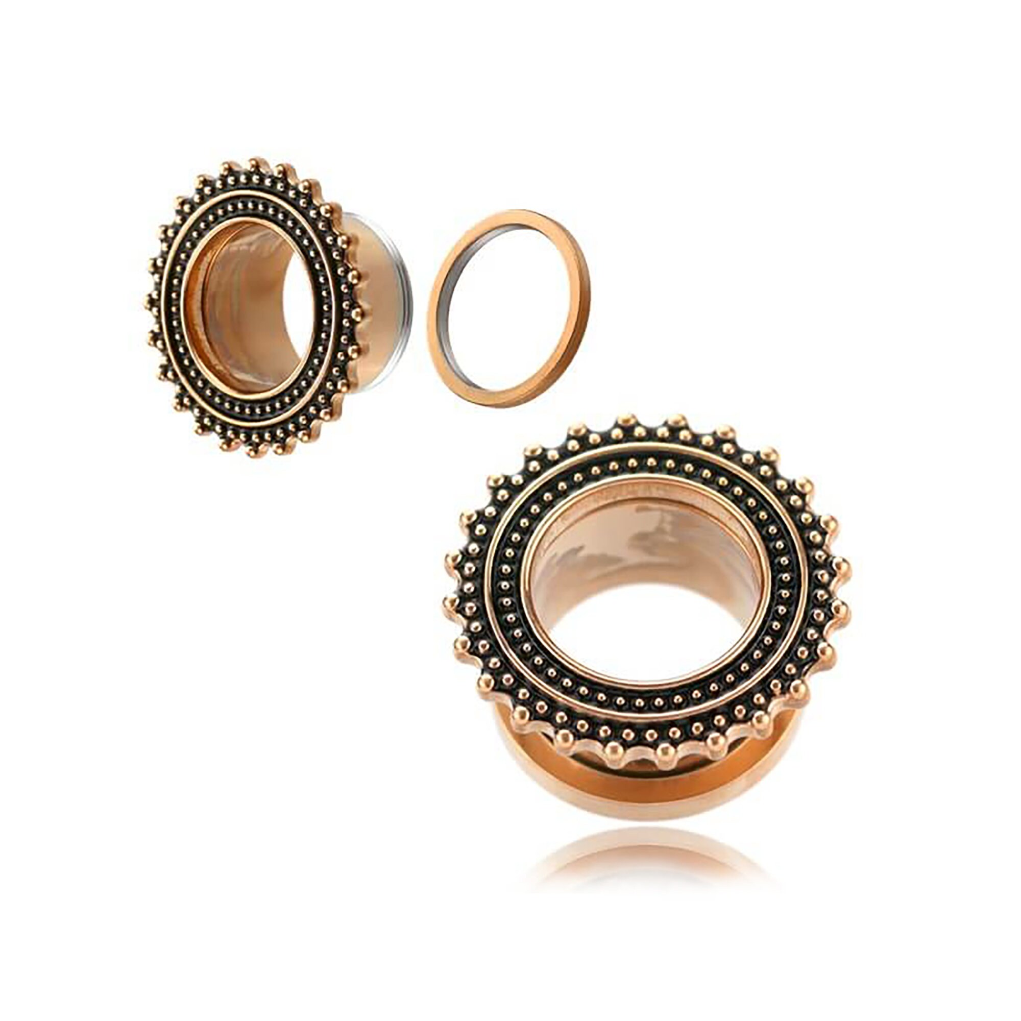 Rose gold ear tunnels best sale