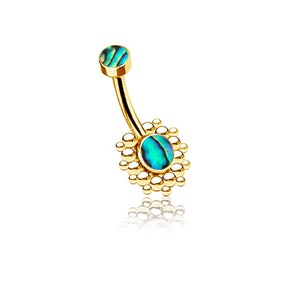 Solis Navel Piercing Geometric Golden Design Boho Shine with Abalone Shell image 3