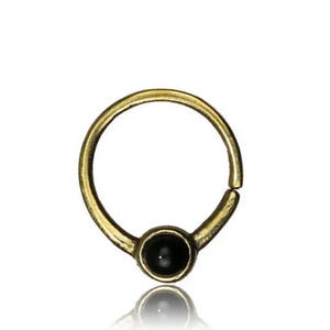 Onyx Brass Septum Ring - Minimalist Nose Piercing 18g - 1mm