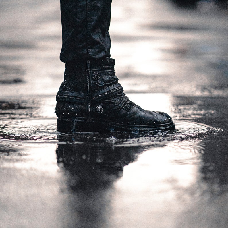 heeled platform combat boots
