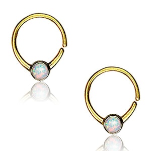 Opal septum ring - Septum ring opal - Seamless nose ring - Septum ring - Stone septum - Septum jewelry - 8mm septum - 18g - 1mm