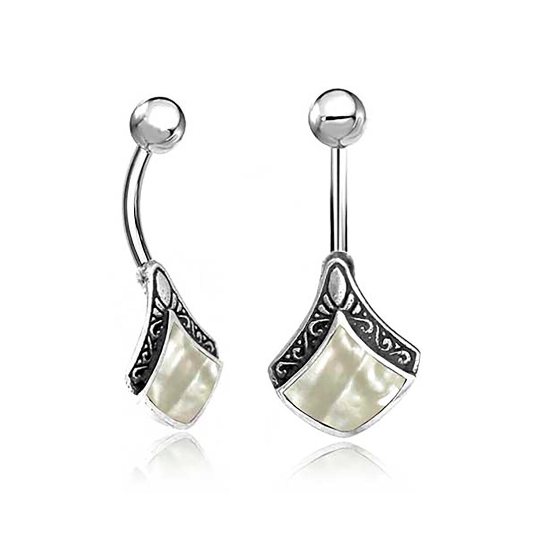 Belly Button Ring – Real Seashell Navel Piercing – Mother of Pearl ...