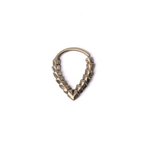 Bestseller! Cyber Xenomorph Septum Clicker | Brass Nose Ring | Sci-Fi Piercing Jewelry | Nasal Viking Ornament | Brass Silver Nose Piercing