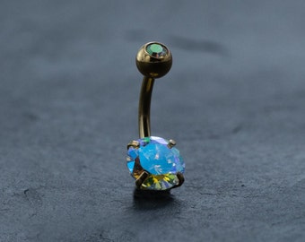 18K Gold Navel Ring, Sexy Crystal Belly Barbell, Hypoallergenic Discreet Piercing, Allergy-Friendly Body Jewelry