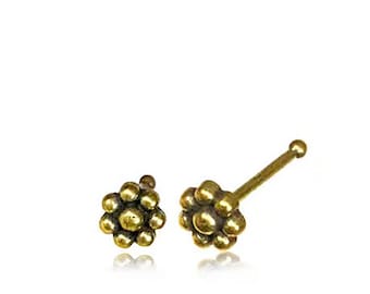 Piercing no nariz | Pino de nariz de latão | Brinco de nariz em forma de flor | Argola de nariz de latão | Joias minimalistas para o nariz | Acessório elegante para o nariz | Piercing de Narina