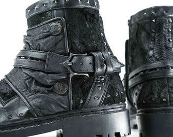 Studded Platform Combat Boots - Mens Womens Winter Motorcycle gifts - Goth Post apocalyptic