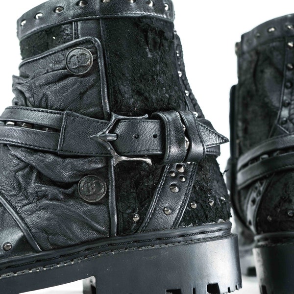 Studded Platform Combat Boots - Mens Womens Winter Motorcycle gifts - Goth Post apocalyptic