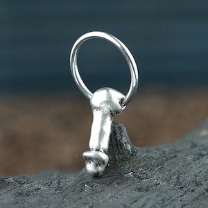 Anatomy Sex Penis Earrings Jewelry Silver, Hoop Earrings With Charm Men - Nipple Piercing, Septum, Helix, Daith