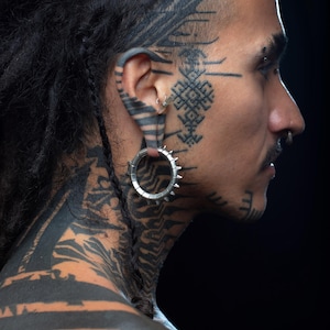 Punk Hoop Ear Weights, Earrings Futurist Punk Tribe, Cyborg Ear Weights 2ga - 6mm