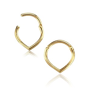 Perforación de tabique de triángulo mínimo en acero quirúrgico chapado en oro - Clicker de tabique de 8 mm - Perforación de caracola - Perforación Daith / Helix