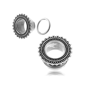 Ear gauges, Stainless steel plugs, Silver ear tunnels, 2g gauges, 00g ears, 6mm plugs, 8 gauge screw, Gauges Flesh tunnels piercing