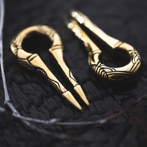 Kaya Movement Ear Weights | Yellow Brass Ear Hangers and Weights | Bold Keyhole Ear Pendants | Unique Handmade Ear Drops Men & Women 6mm 2g