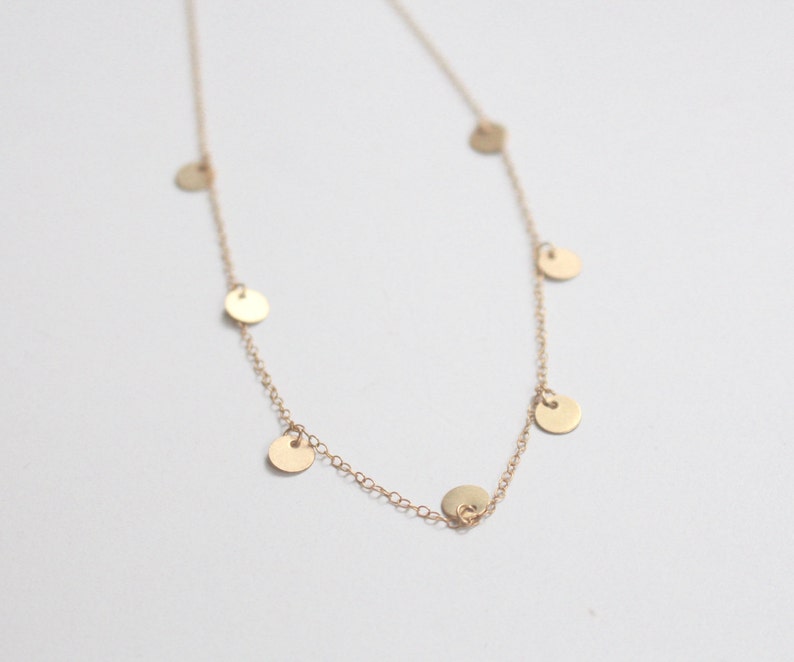 Gold Disc Necklacegold Coin Necklace Delicate Gold Etsy