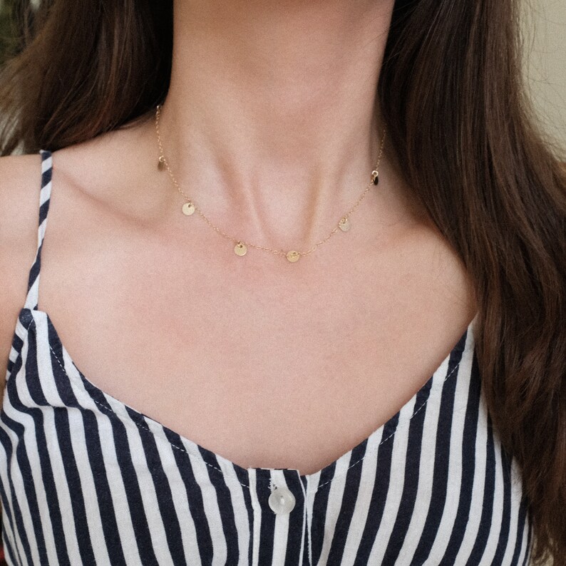 Gold Disc Necklacegold Coin Necklace Delicate Gold Etsy