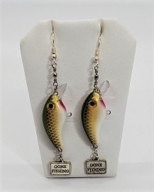 Mock Fishing Lures Blue Beaded Recycled Bike Tube Earrings