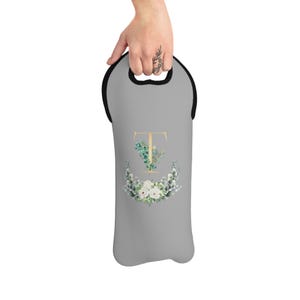 Personalized Boho Vintage Flower Wine Tote Bag, Floral Wine Lover Gift, Reusable Tote,  Bohemian Wine Carrier, Wine Accessories