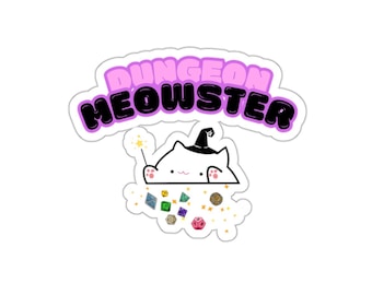 DND Słodkie Dungeon Meowster Wytnij Naklejki, DND Słodkie Naklejki, DND Słodkie Naklejki Kot