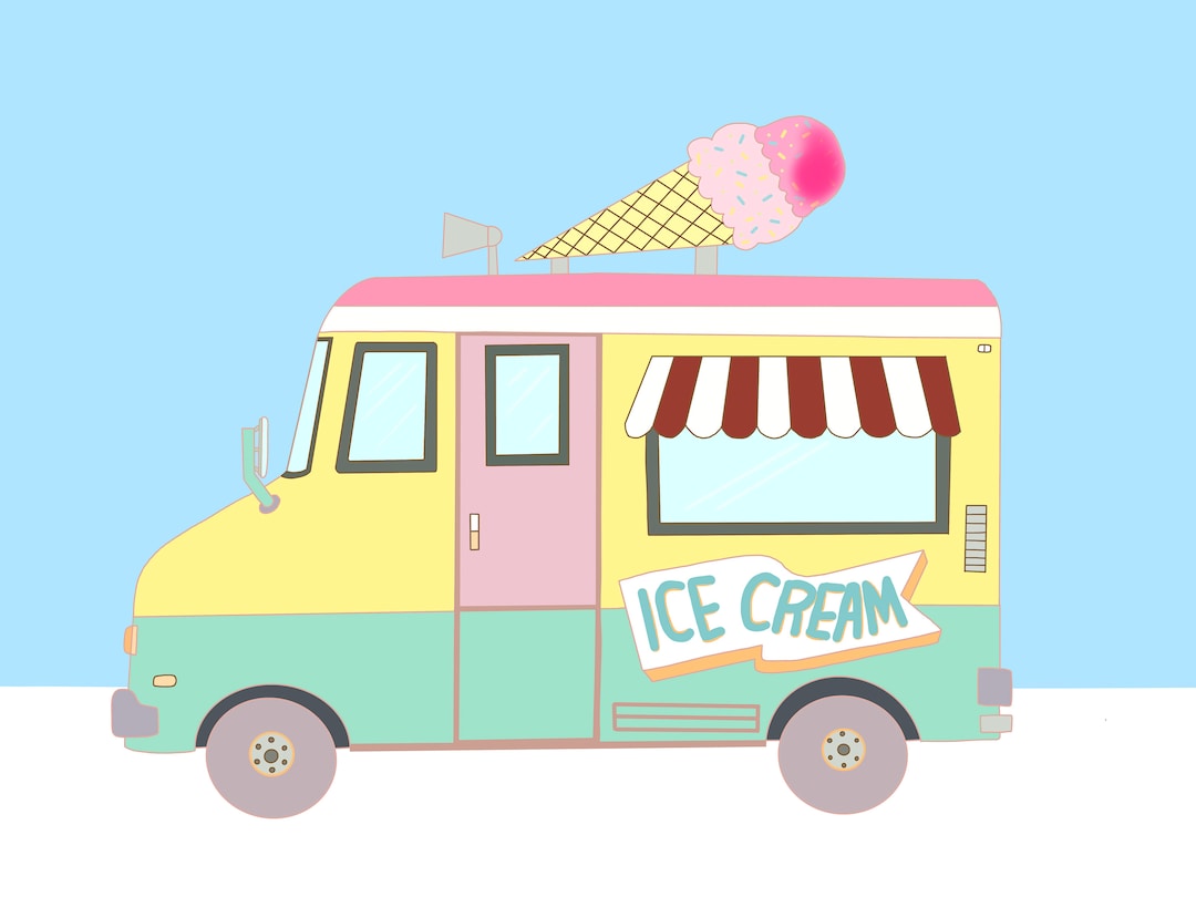 Ice Cream Clipart, Ice Cream Truck, Cute Clipart, Truck Clipart Instant