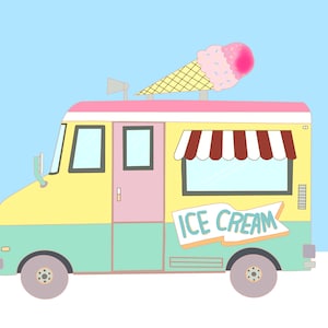 Ice Cream Clipart, Ice Cream Truck, Cute Clipart, Truck Clipart - Instant Download