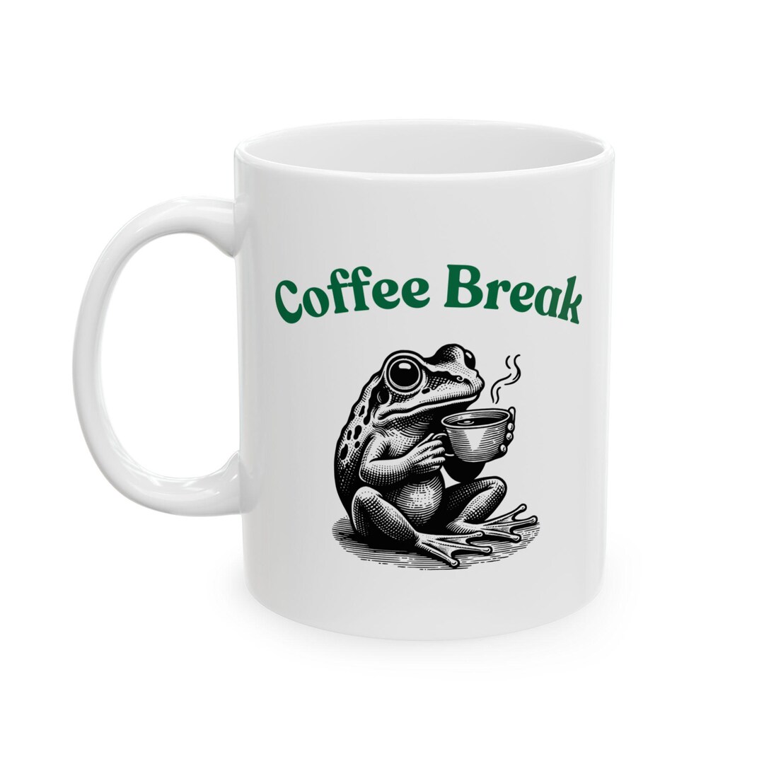 Coffee Break Frog Coffee Mug, Cute Coffee Mug, Retro Frog Coffee Mug, M ...