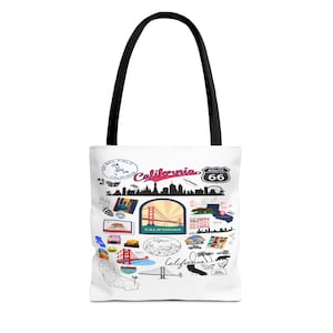 California Collage Tote Bag, Vintage California Eco Bag - Beach Tote, Summer Tote, Travel Bag, Shopping Bag, Gift for Eco-Friendly Fashion