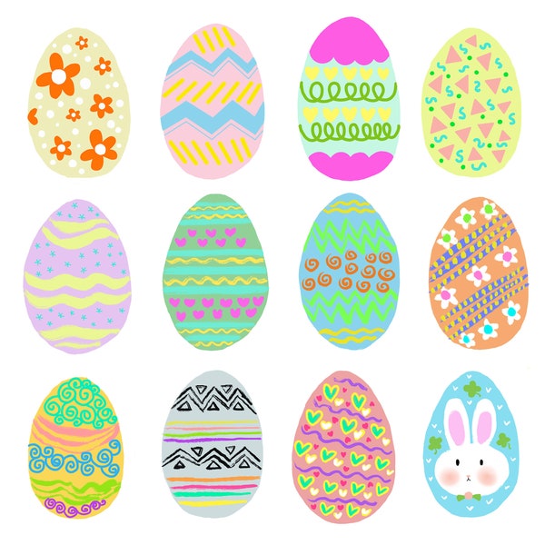 Easter Eggs Clipart Set - Instant Download for Personal Use