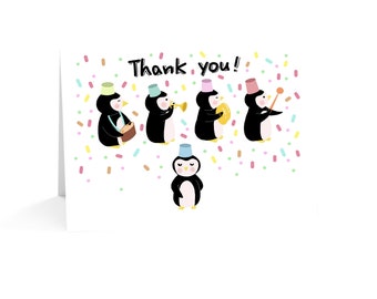 Cute Penguins Thank you Card, Printable Thank You Card - Instant Download
