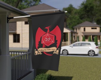 DnD Red Dragon Rolling Dice Builds Character House Banner, DnD House Banner, DnD Gamer House Banner